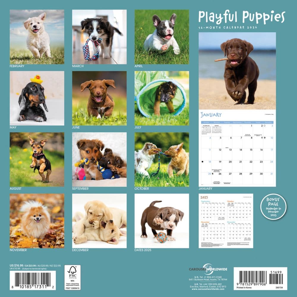 Playful Puppies 2026 Wall Calendar First Alternate Image