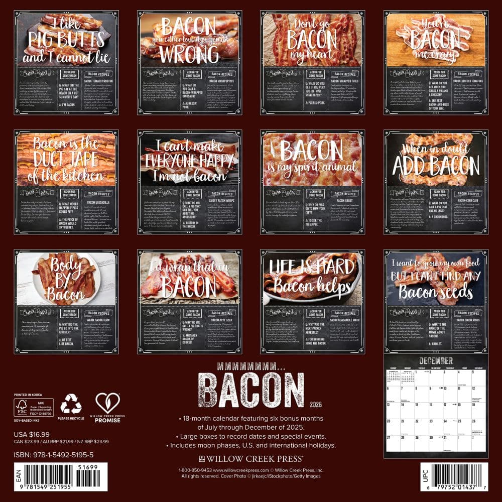 MMMMMMMM Bacon 2026 Wall Calendar First Alternate Image