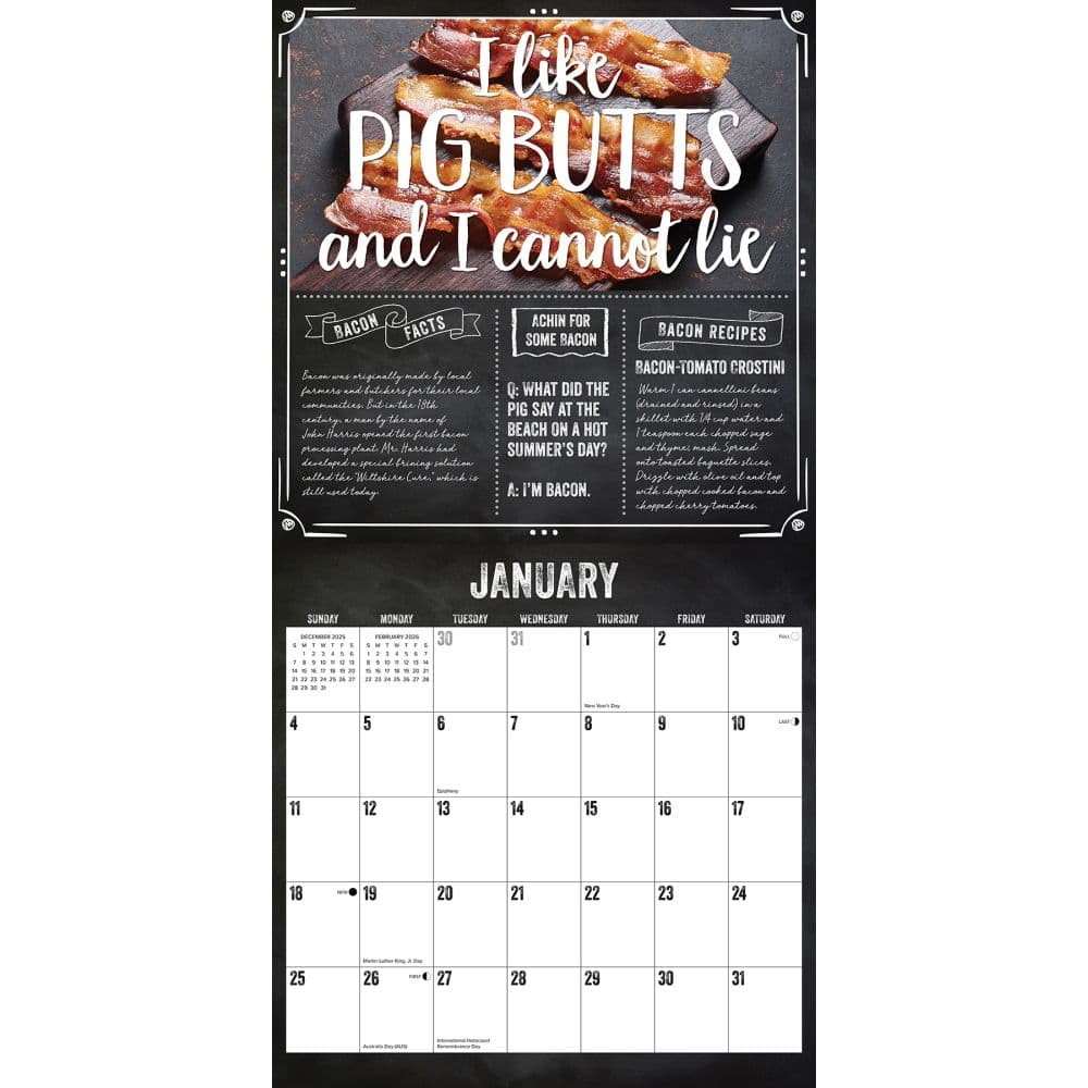 MMMMMMMM Bacon 2026 Wall Calendar Second Alternate Image