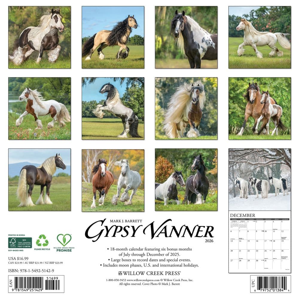 Gypsy Vanner Horses 2026 Wall Calendar First Alternate Image