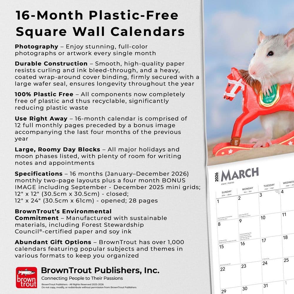 Rats 2026 Wall Calendar Fifth Alternate Image