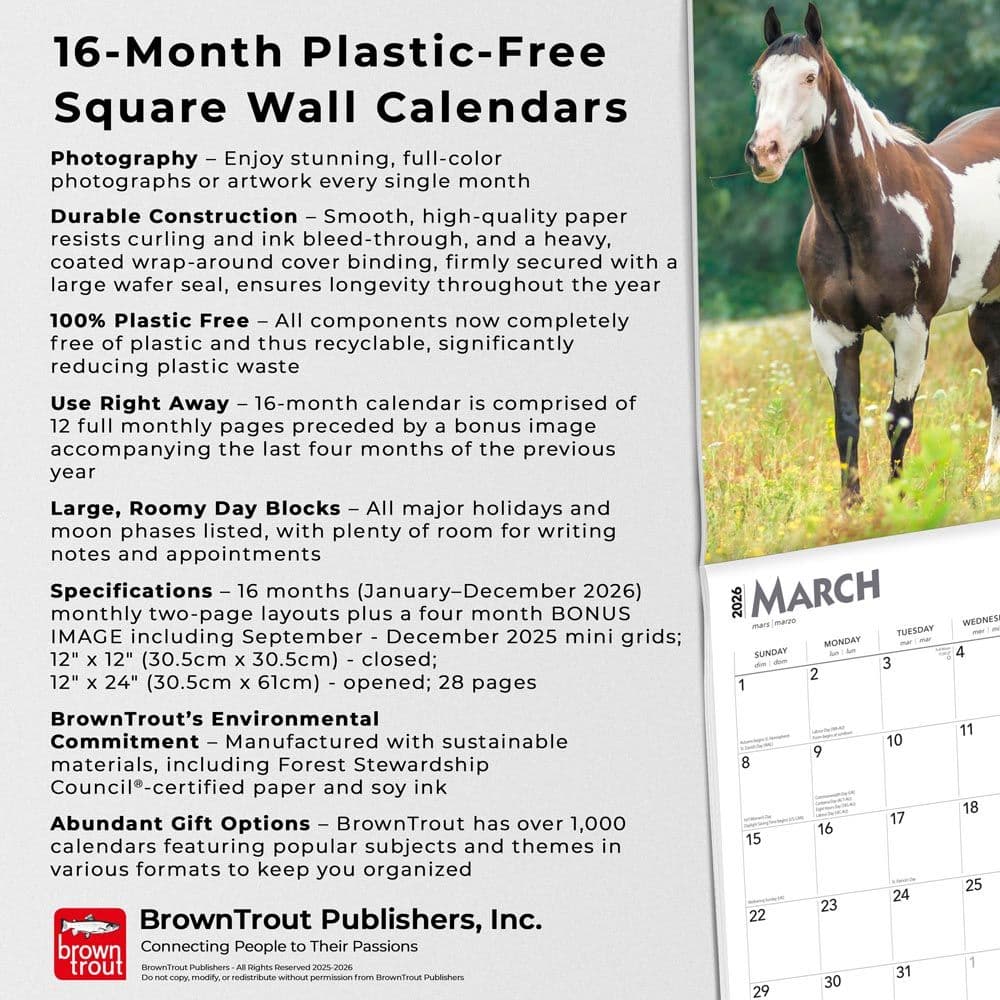 Horses Quarter 2026 Wall Calendar Fifth Alternate Image