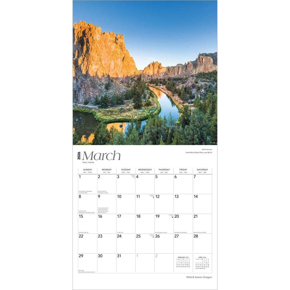 Oregon Wild and Scenic 2026 Wall Calendar Second Alternate Image