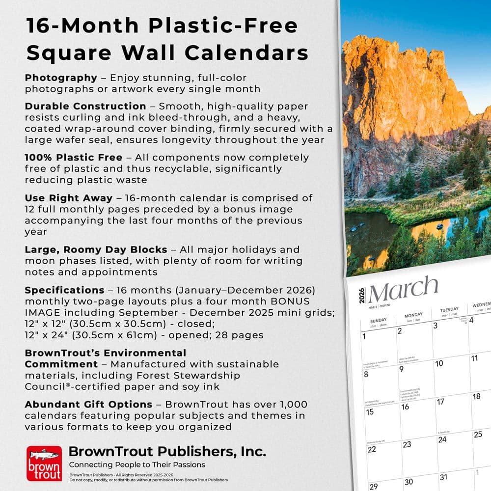 Oregon Wild and Scenic 2026 Wall Calendar Fifth Alternate Image