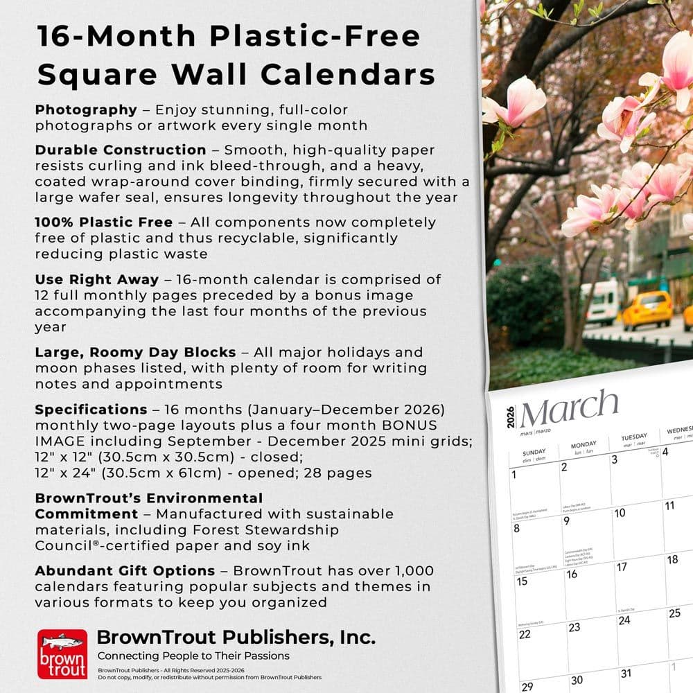 New York City 2026 Wall Calendar Fifth Alternate Image