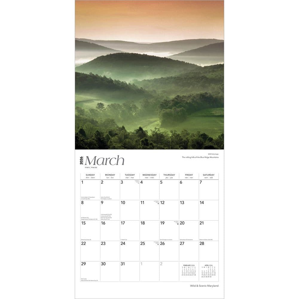 Maryland Wild and Scenic 2026 Wall Calendar Second Alternate Image
