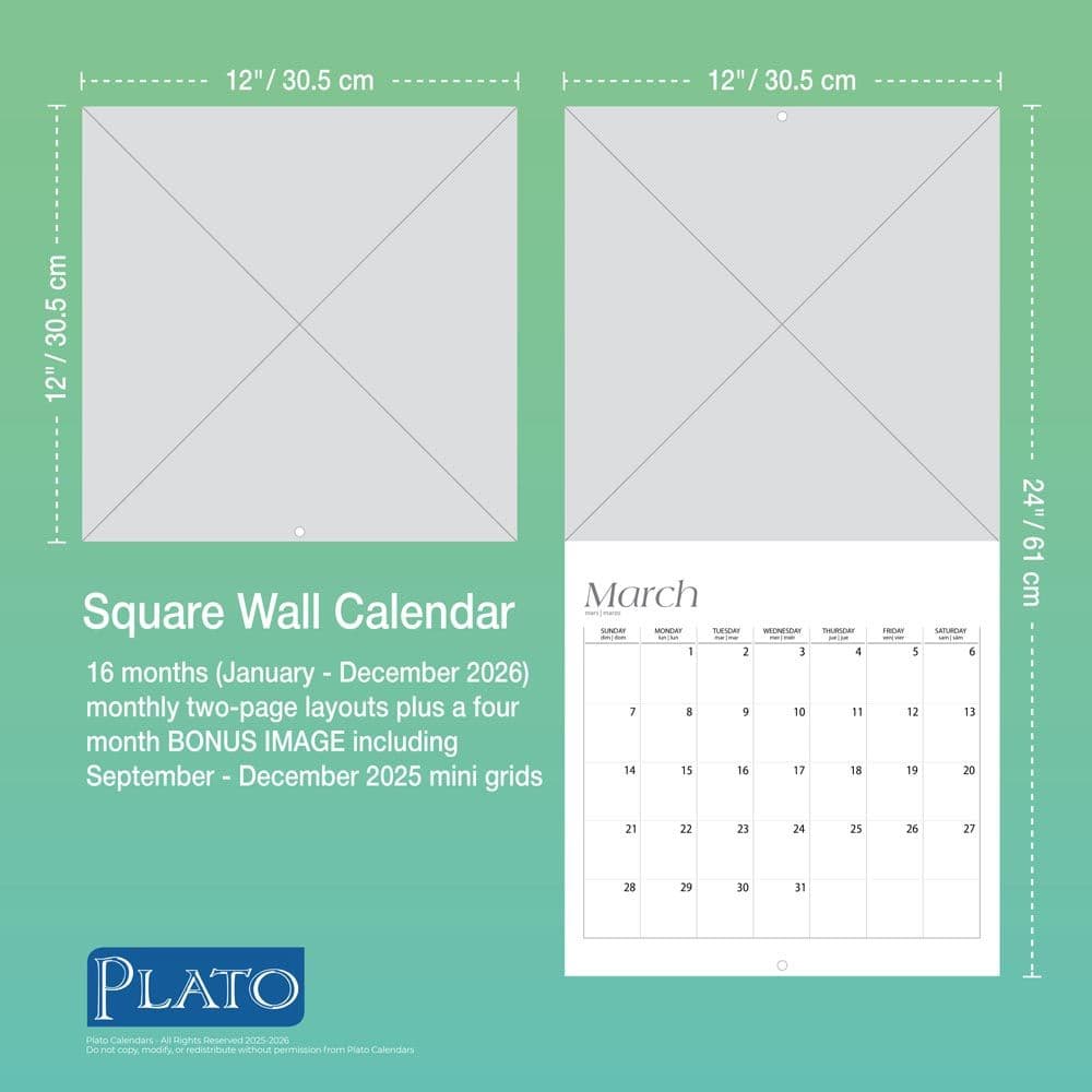 Americas Flag Plato Foil 2026 Wall Calendar Sixth Alternate Image