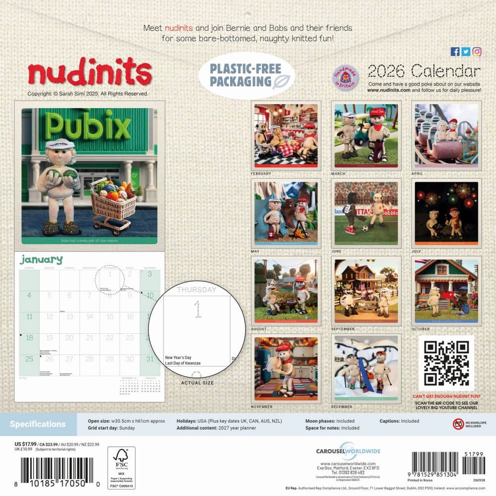 Nudinits 2026 Wall Calendar First Alternate Image