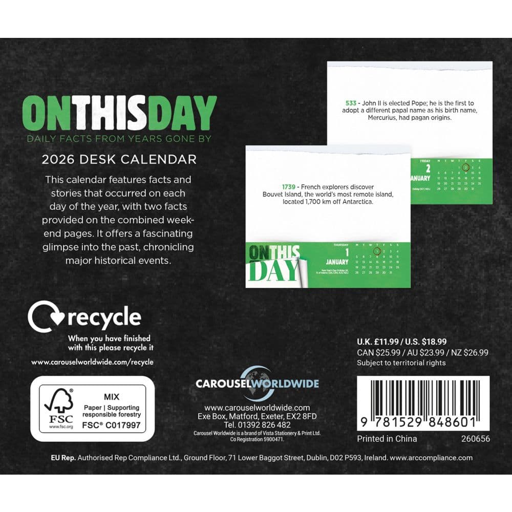On This Day 2026 Desk Calendar First Alternate Image