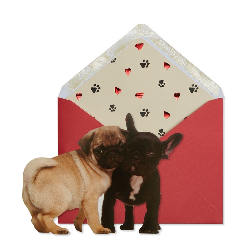 Die Cut Two Dogs (Pug &amp; Frenchie) Anniversary Card Main Product Image width=&quot;1000&quot; height=&quot;1000&quot;