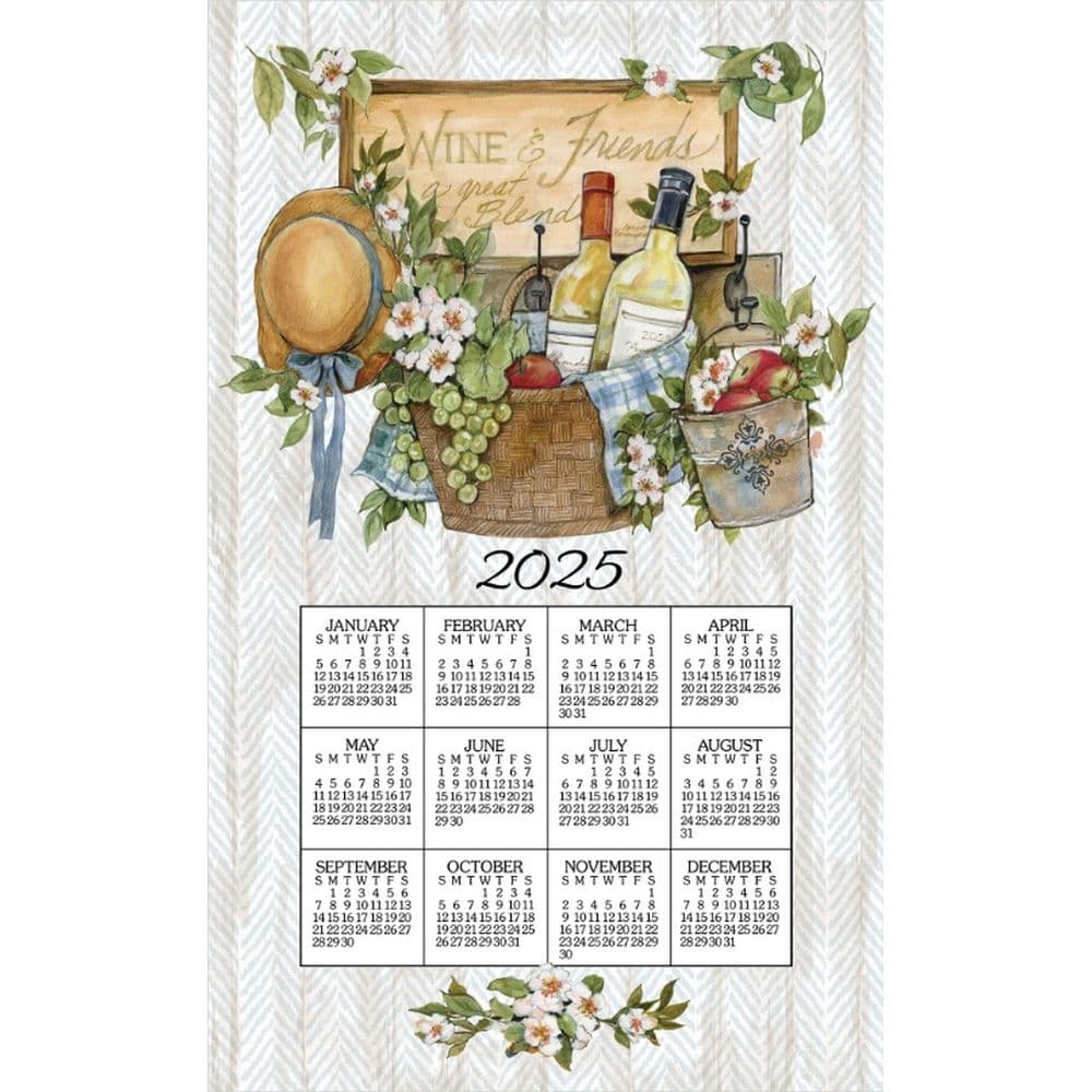 image Wine Basket 2025 Calendar Towel Main Image
