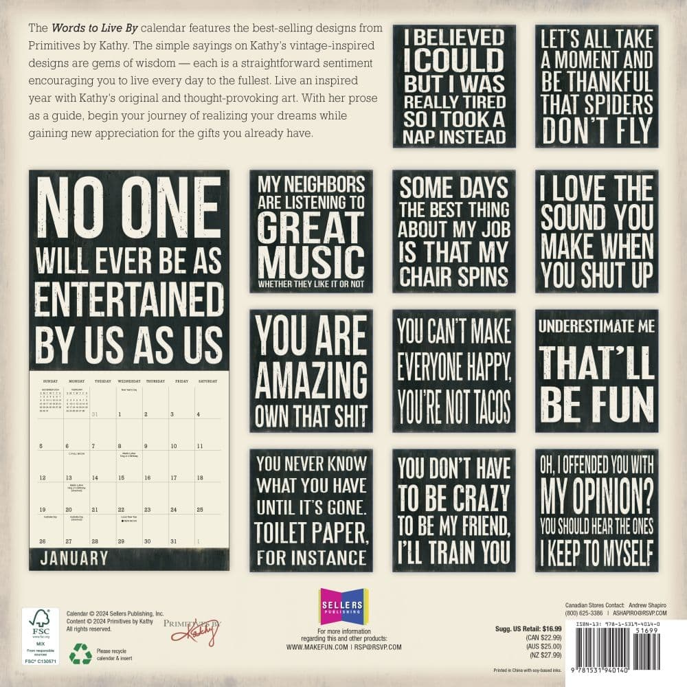 Words to Live By 2025 Wall Calendar First Alternate Image width=&quot;1000&quot; height=&quot;1000&quot;