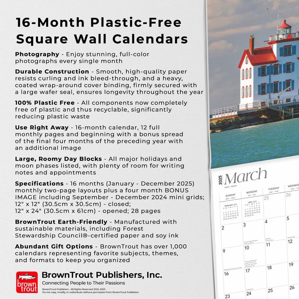 Lighthouses Great Lakes 2025 Wall Calendar Fifth Alternate Image width=&quot;1000&quot; height=&quot;1000&quot;