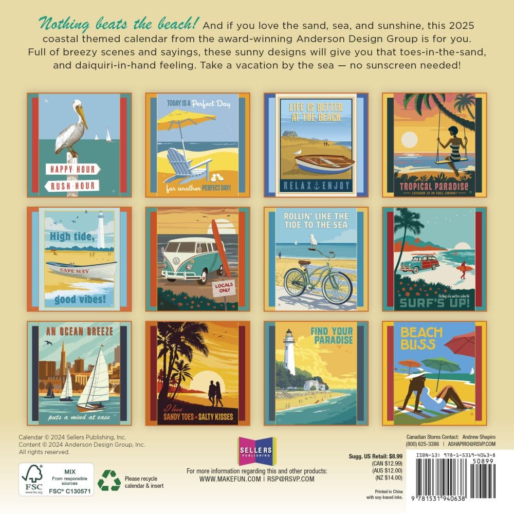 Seaside Paradise by Anderson Design 2025 Mini Wall Calendar First Alternate Image width=&quot;1000&quot; height=&quot;1000&quot;
