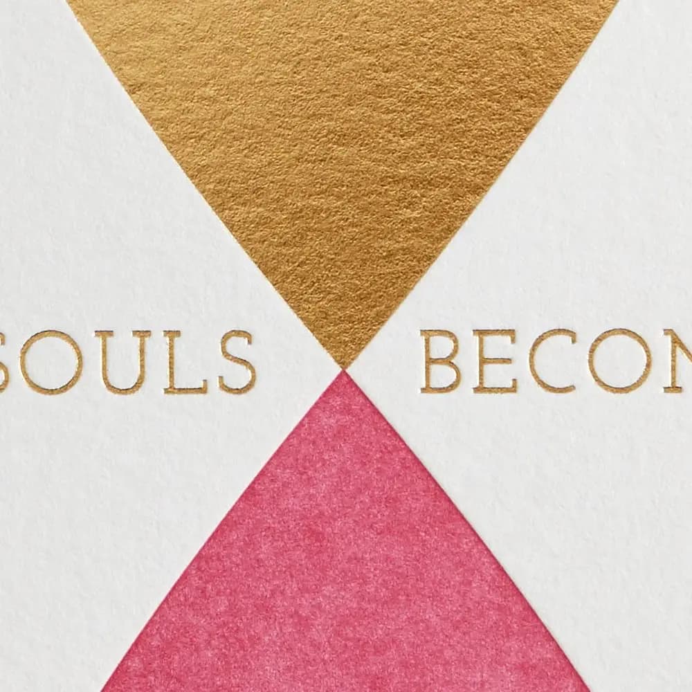 Two Souls Become One Anniversary Card close up