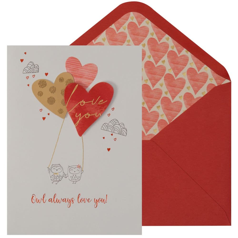 Two Owls with Balloons Valentine&#39;s Day Card Main Product Image width=&quot;1000&quot; height=&quot;1000&quot;