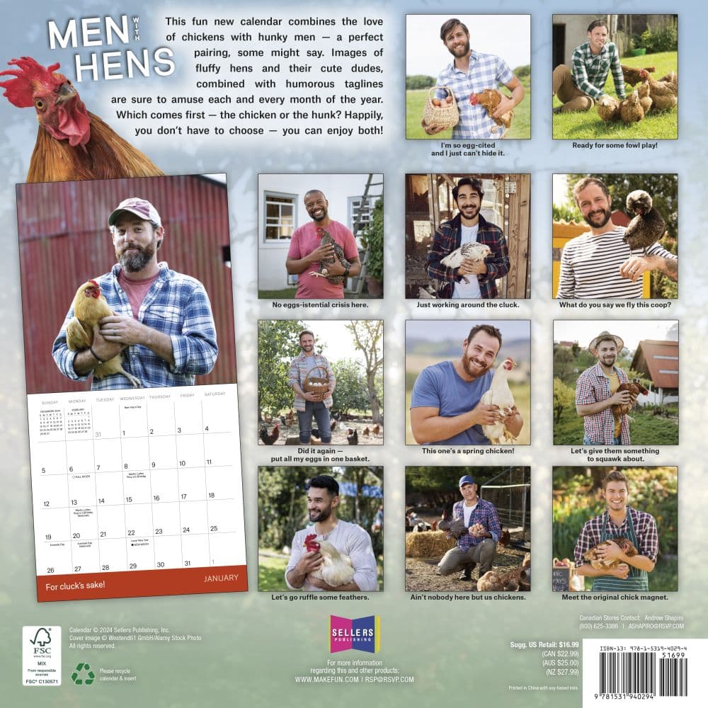 Men with Hens 2025 Wall Calendar First Alternate Image width=&quot;1000&quot; height=&quot;1000&quot;
