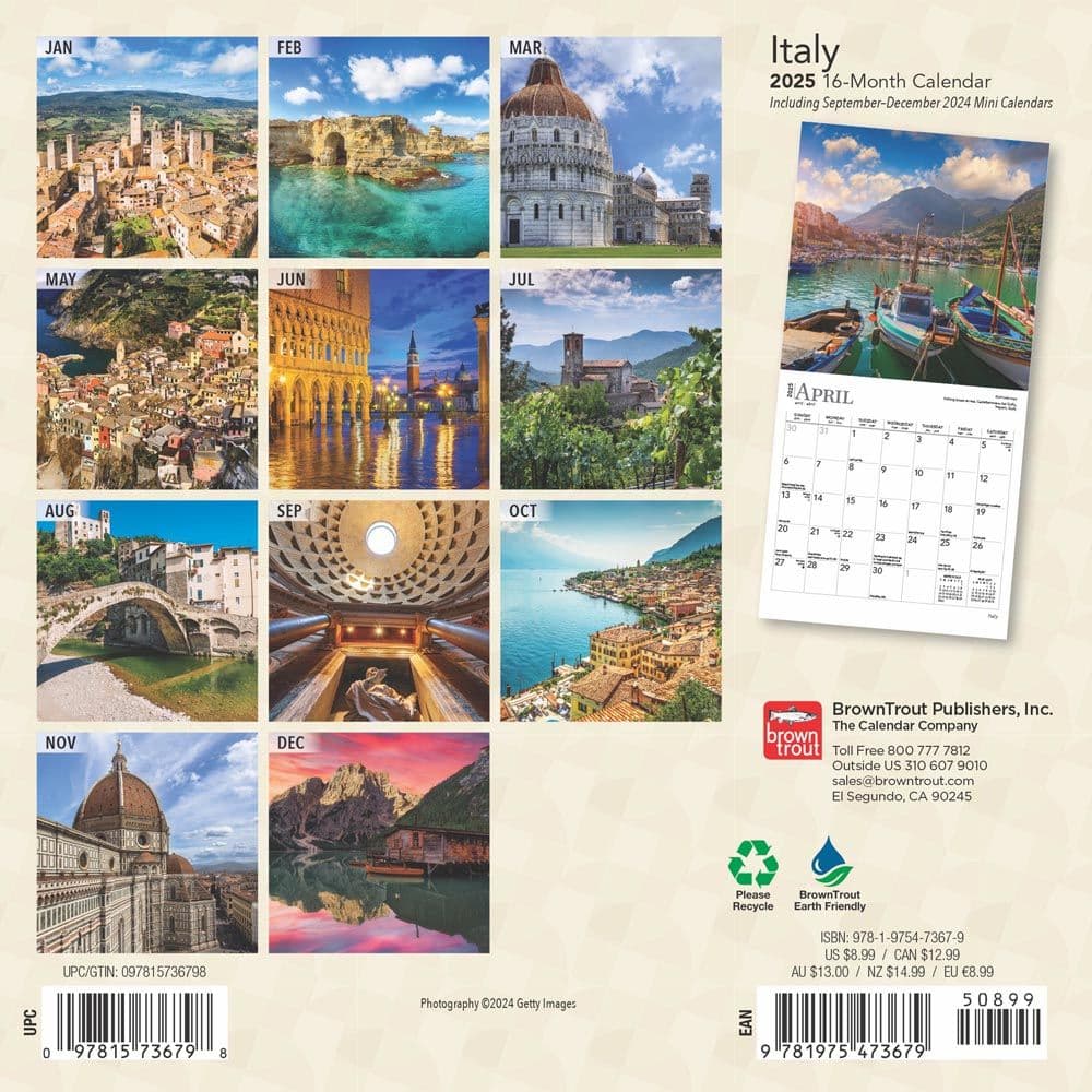 Italy 2025 Mini Wall Calendar First Alternate Image width=&quot;1000&quot; height=&quot;1000&quot;