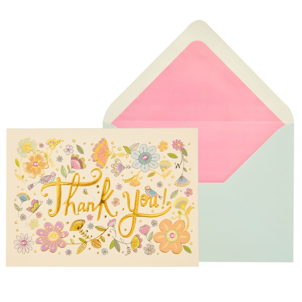 Whimsy Flowers, Birds &amp; Lettering Thank You Card Main Product Image width=&quot;1000&quot; height=&quot;1000&quot;