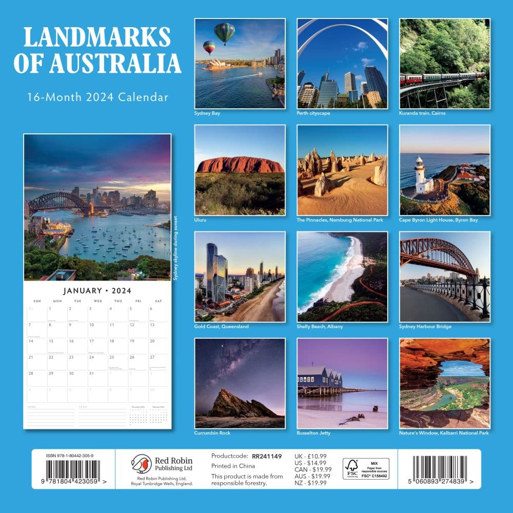 Landmarks of Australia 2024 Wall Calendar First Alternate Image width=&quot;1000&quot; height=&quot;1000&quot;