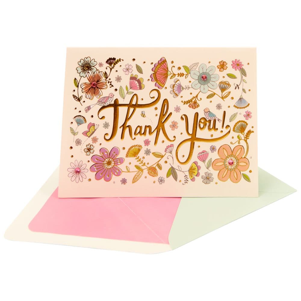 Whimsy Flowers, Birds &amp; Lettering Thank You Card Sixth Alternate Image width=&quot;1000&quot; height=&quot;1000&quot;