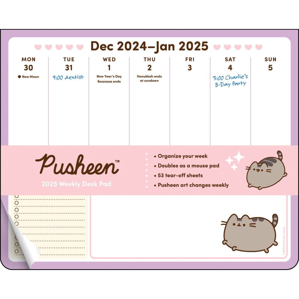 Pusheen 2025 Weekly Desk Pad Calendar Main Product Image width=&quot;1000&quot; height=&quot;1000&quot;