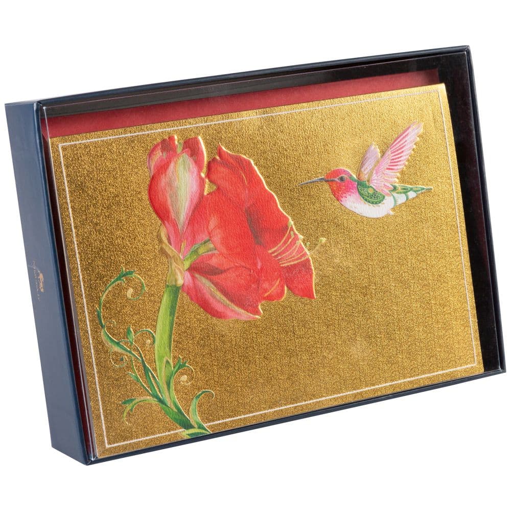 Hummingbird and Amaryllis 8 Count Boxed Christmas Cards Fourth Alternate Image width=&quot;1000&quot; height=&quot;1000&quot;