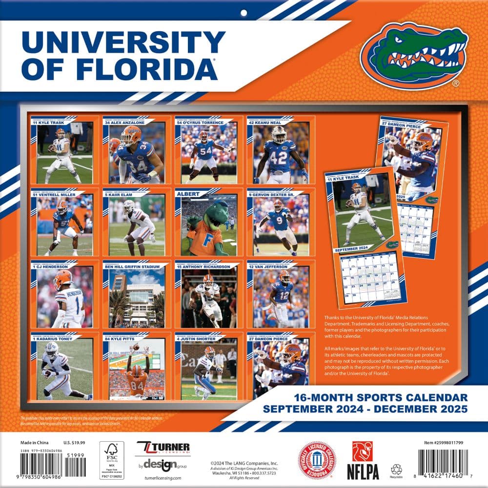 Florida Gators 2025 Wall Calendar_ALT6