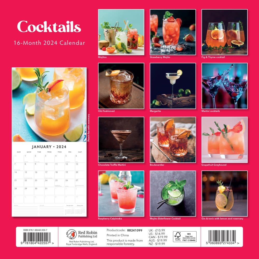 Cocktails 2024 Wall Calendar First Alternate Image width=&quot;1000&quot; height=&quot;1000&quot;