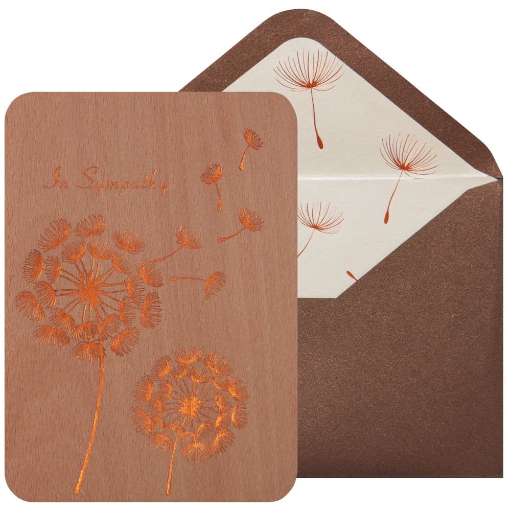 Gold Dandelions on Wood Sympathy Card Main Product Image width=&quot;1000&quot; height=&quot;1000&quot;