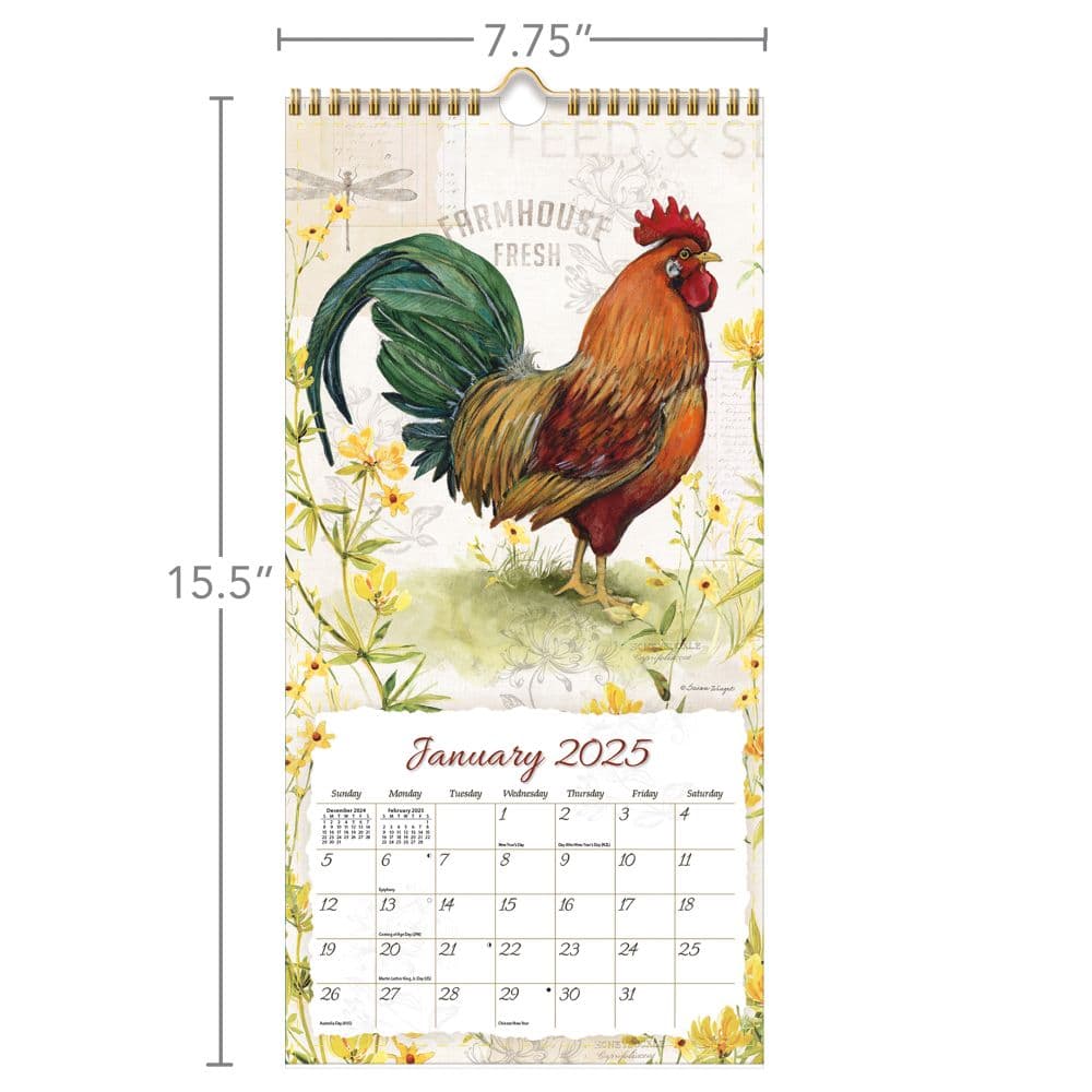 Proud Rooster 2025 Vertical Wall Calendar by Susan Winget_ALT5