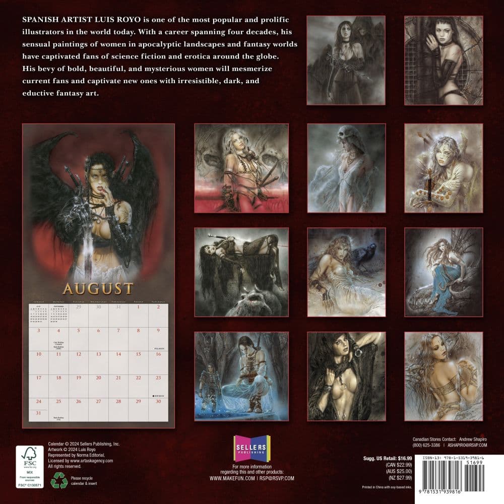 The Fantasy Art 2025 Wall Calendar by Luis Royo First Alternate Image width=&quot;1000&quot; height=&quot;1000&quot;