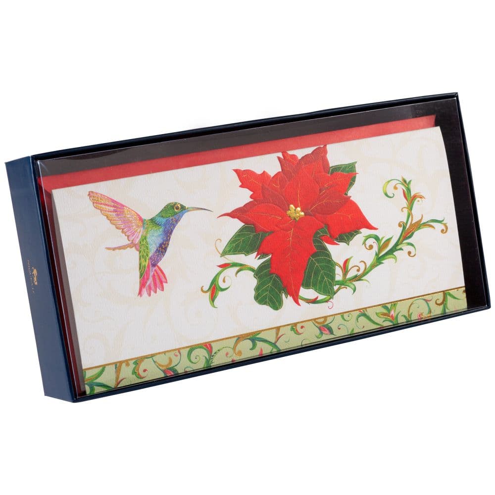 Hummingbird and Poinsettia 8 Count Boxed Christmas Cards Fifth Alternate Image width=&quot;1000&quot; height=&quot;1000&quot;