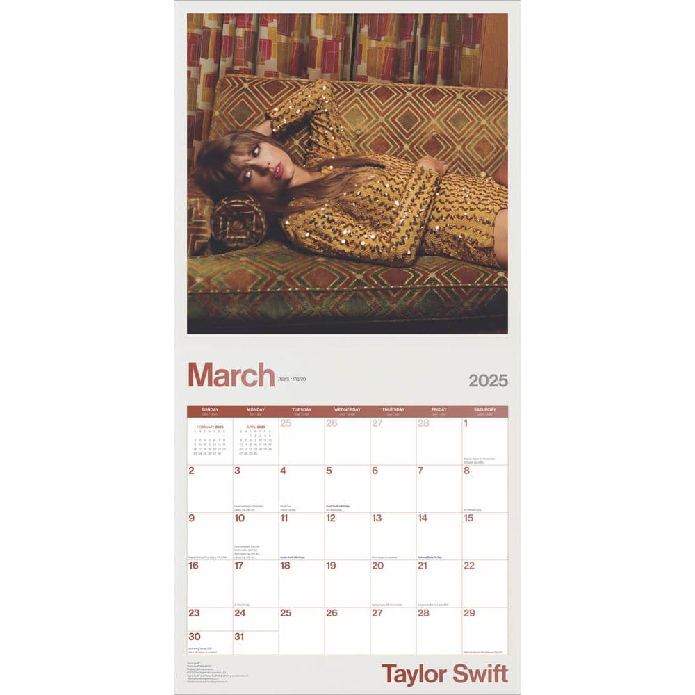 Taylor Swift 2025 Wall Calendar Alt2