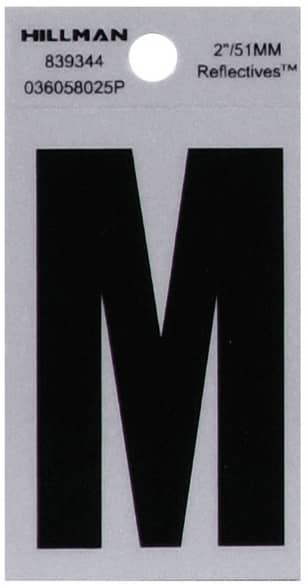 Thumbnail of the 2" Black & Silver Reflective Letter M