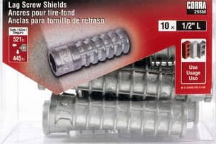 Thumbnail of the Cobra 255M Lag Screw Shields 1/2"L x 10