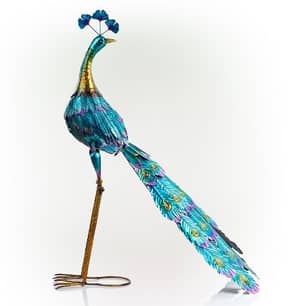 Thumbnail of the Alpine Decor Graceful Metal Peacock Standing 37"