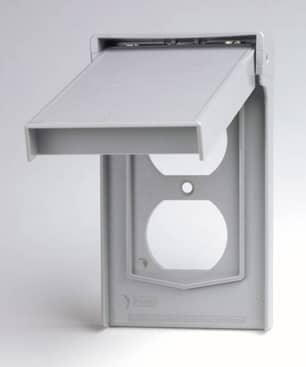 Thumbnail of the 1-Gang Duplex Device Wallplate Cover Weather-Resistant Thermoplastic Device Mount Vertical Gray