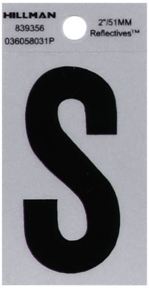Thumbnail of the 2" Black & Silver Reflective Letter S