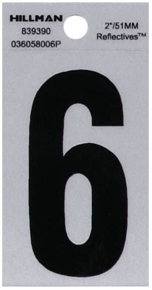 Thumbnail of the 2" Black & Silver Reflective Number 6