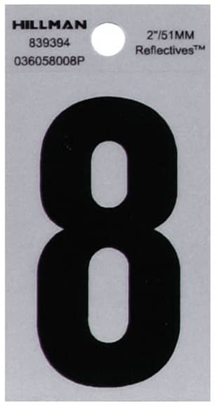 Thumbnail of the Black & Silver Reflective Number 8 - 2"
