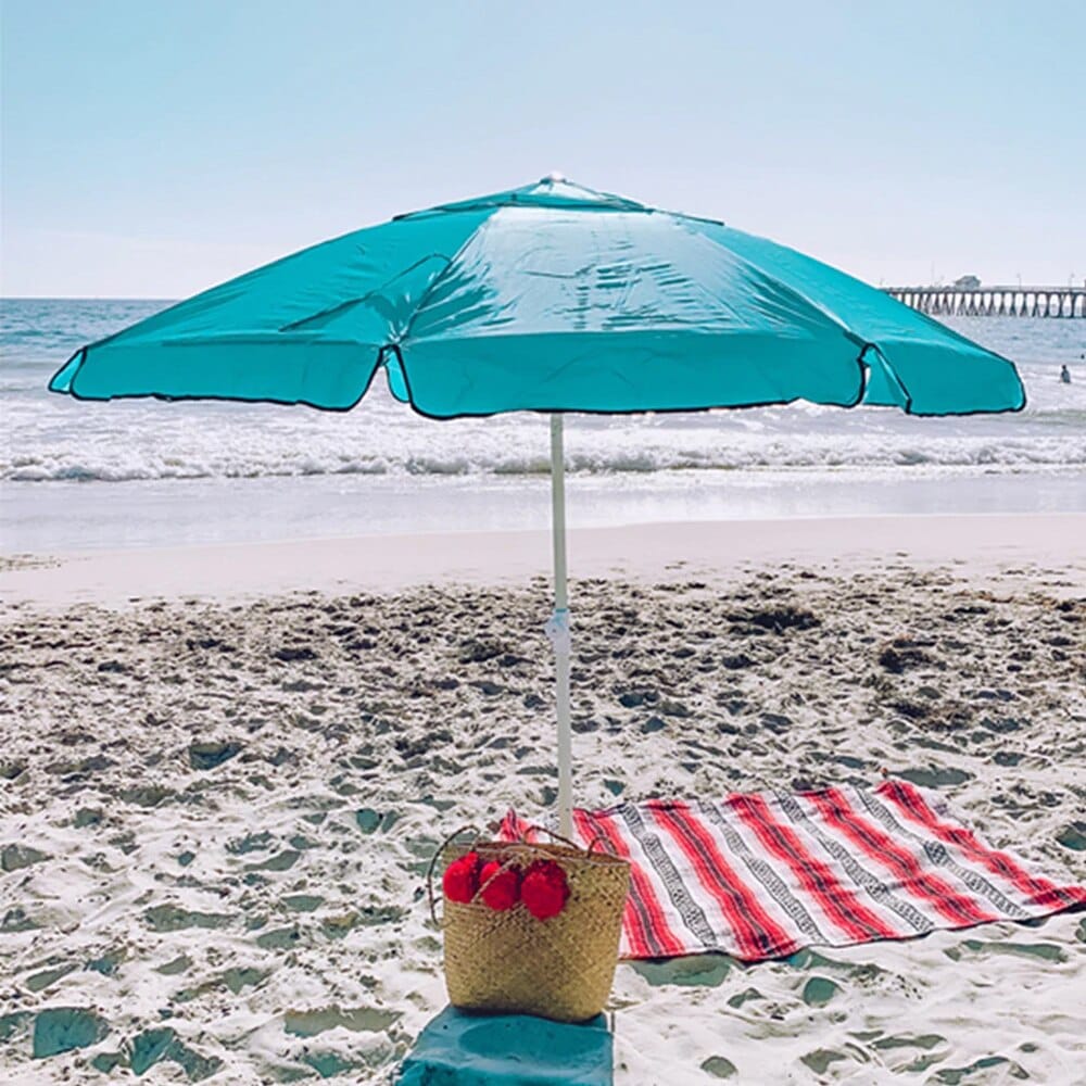 Abba Patio Beach Umbrella with Sand Anchor & Push-Button Tilt, 7', Turquoise