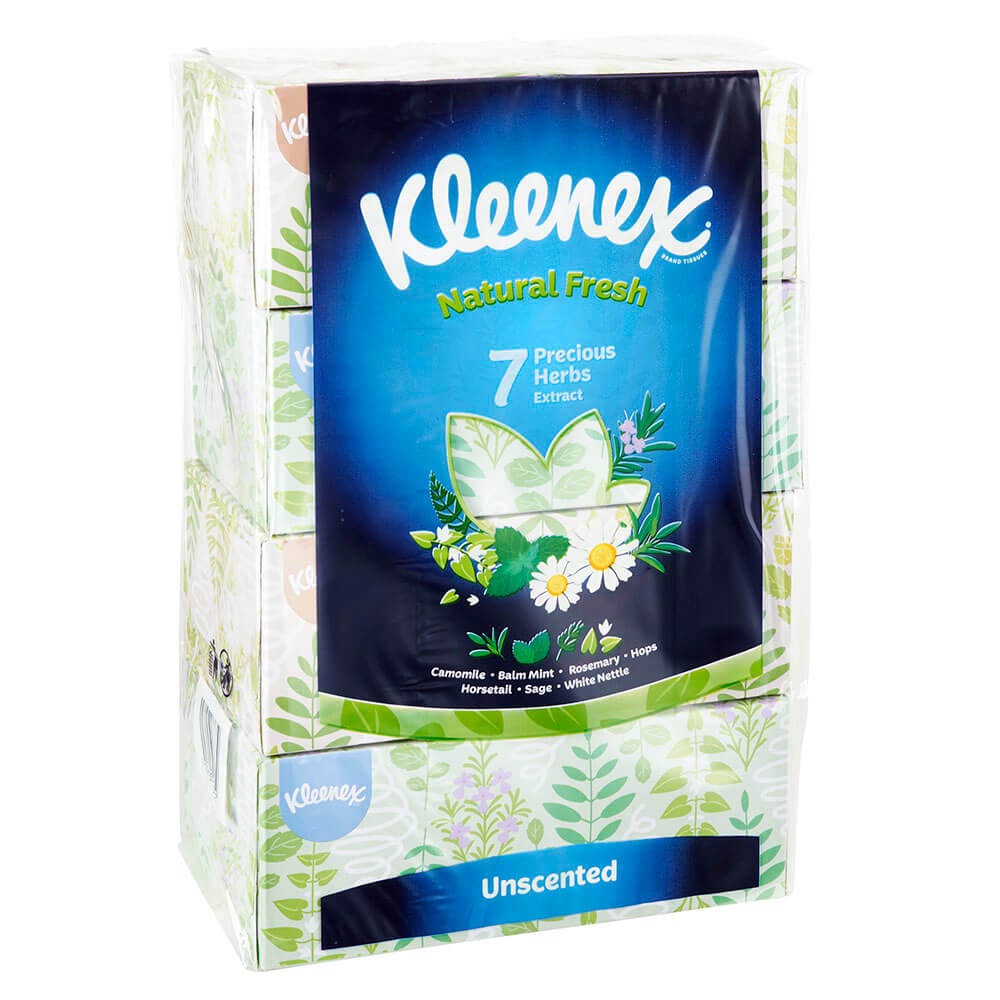 Kleenex Natural Fresh Unscented Tissues, 4 Pack