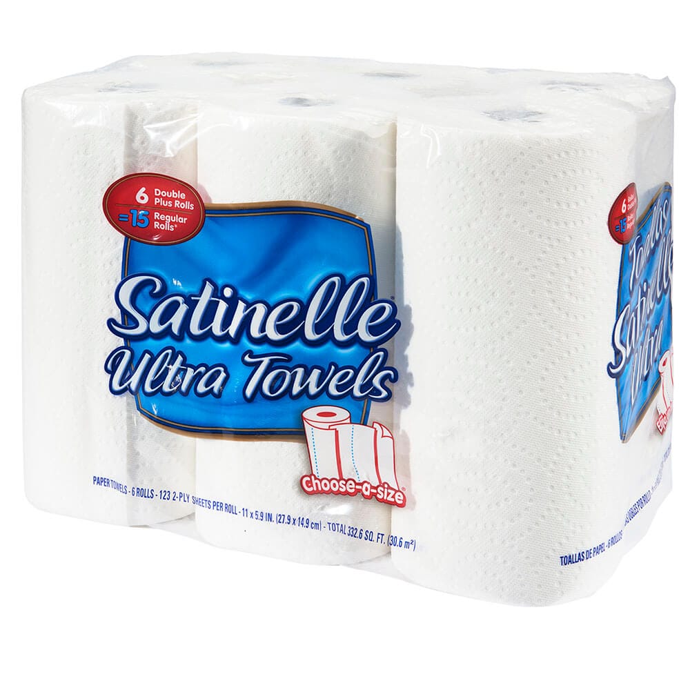 Satinelle Double Plus Ultra Paper Towels, 6 Rolls