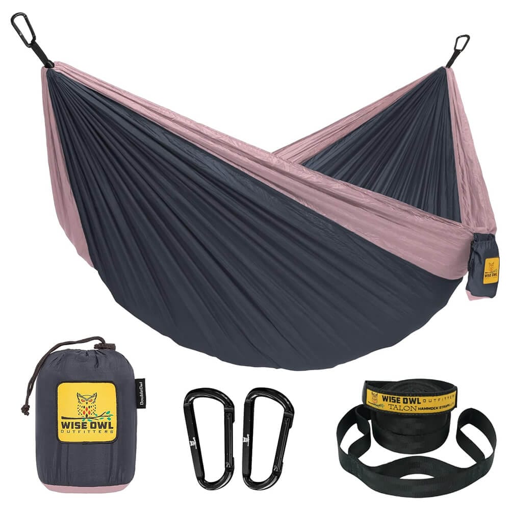Wise Owl Outfitters Camping Hammock, Charcoal Rose