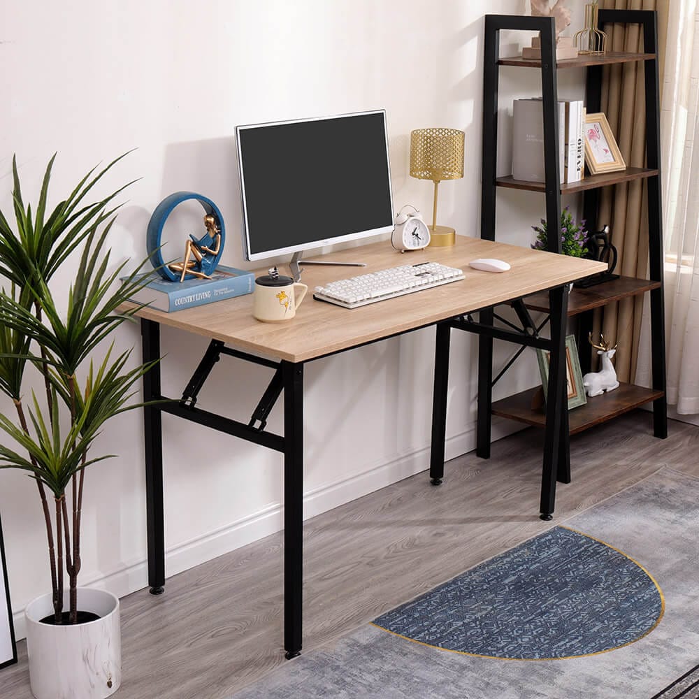 47" Foldable Desk, Natural/Black