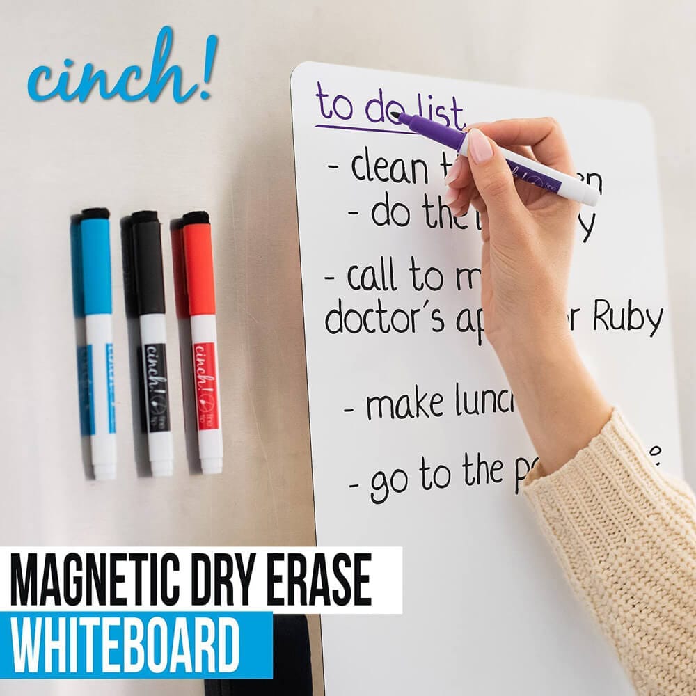 Cinch! 29" x 21" Magnetic Dry Erase Whiteboard Sheet for Kitchen Fridge