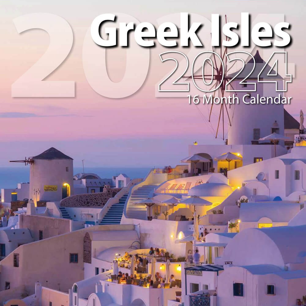 2024 Greek Isles Themed 16 Month Wall Calendar, 12"