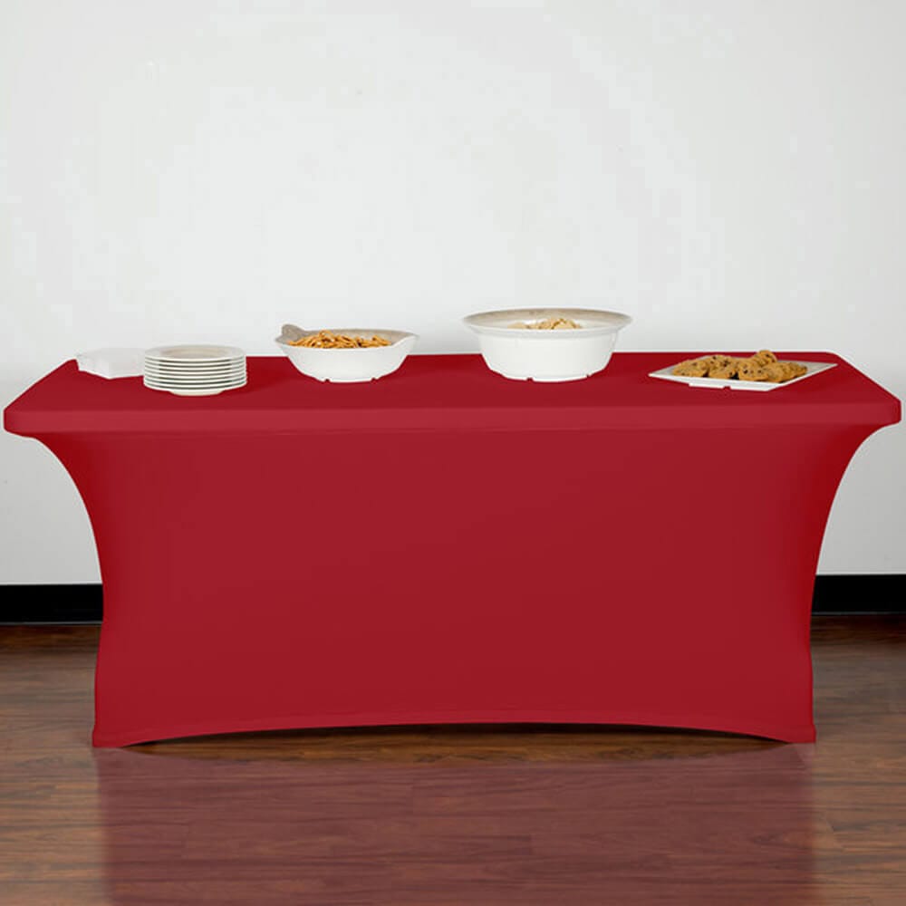 Carlisle Snap Drape Budget Stretch Table Cover, 72" x 30", Red