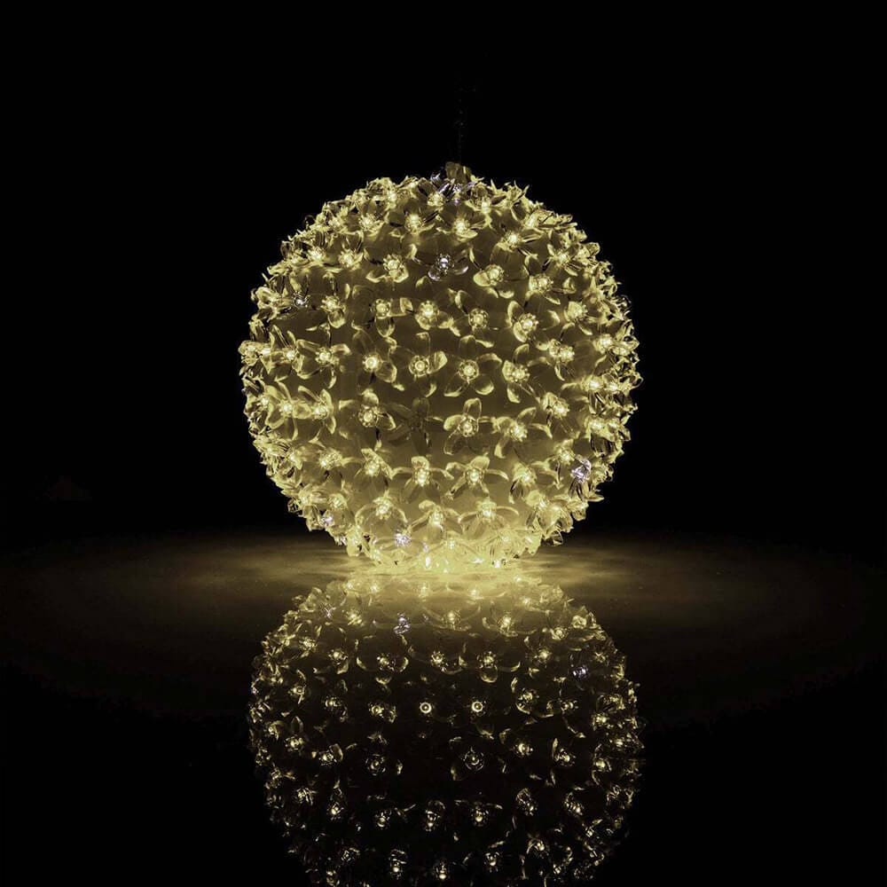 Alpine 5" LED Sphere Christmas Ornament with 9-Function Remote Control, Warm White/Cool White
